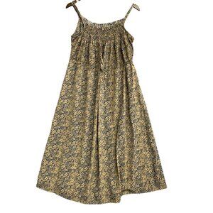 Grade & Gather Women's S Floral Midi Tunic Tank Dress Beige & Blue Polyester